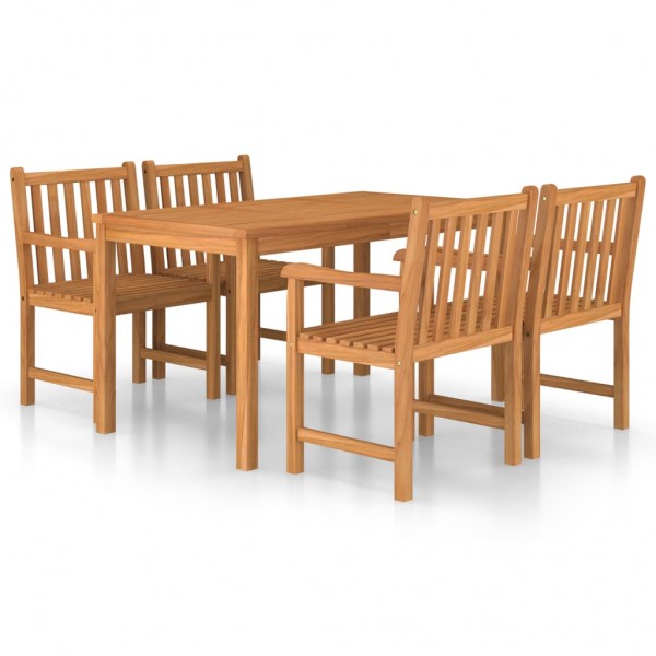 Conjunto de comedor de jardín 5 piezas madera maciza de teca D