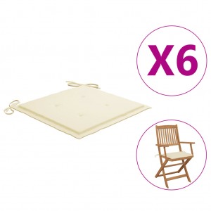 Almofadas para cadeiras de jardim 6 peças tecido Oxford creme 40x40x3 cm D