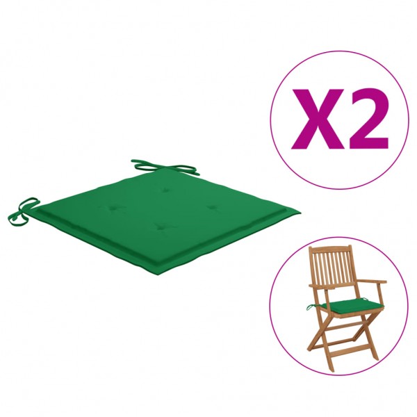 Cojines de silla de jardín 2 uds tela Oxford verde 40x40x3 cm D