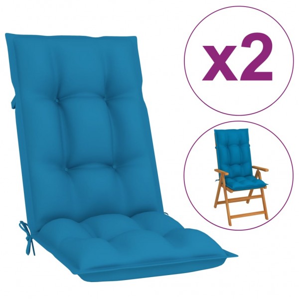 Cojines para sillas de jardín 2 uds azul 120x50x7 cm D
