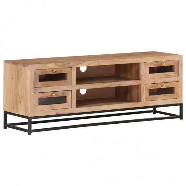 Mueble de TV de madera maciza de acacia 110x30x40 cm D