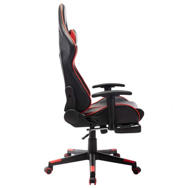 Silla de gaming con reposapiés cuero sintético negro y rojo M 3