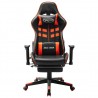 Silla de gaming con reposapiés cuero sintético negro y naranja 2