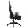 Silla de gaming con reposapiés cuero sintético negro y naranja 3