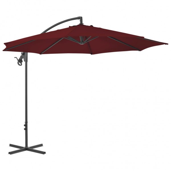 Um guarda-chuva com poste de aço vermelho bordeaux 300 cm D