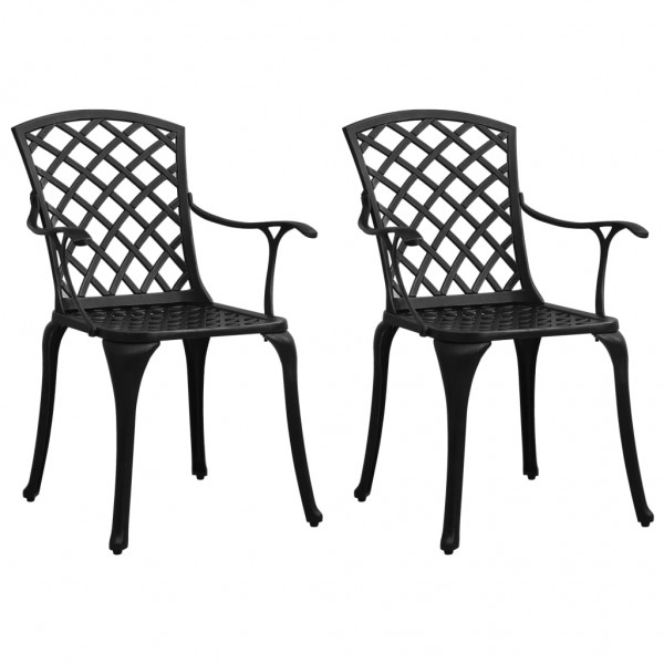 Cadeiras de jardim 2 unidades alumínio fundido preto D