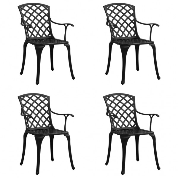 Cadeiras de jardim 4 unidades alumínio fundido preto D
