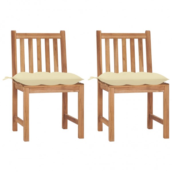 Cadeiras de jardim 2 unidades madeira maciça de teca com almofadas D