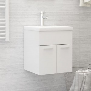 Armario para lavabo contrachapada blanco brillo 41x38.5x46 cm D