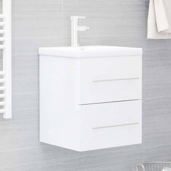 Armario para lavabo aglomerado blanco brillante 41x38.5x48 cm D