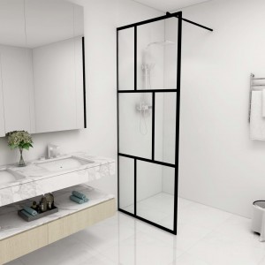 Mampara de ducha accesible con vidrio templado negro 80x195 cm D