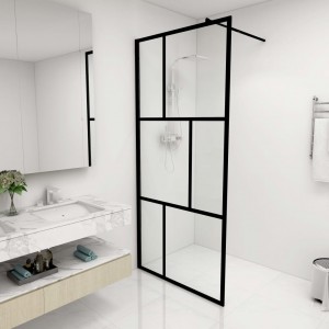 Mampara de ducha accesible con vidrio templado negro 90x195 cm D