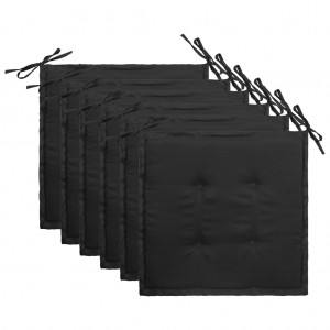 Cojines de silla de jardín 6 uds tela Oxford negro 50x50x3 cm D