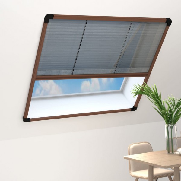 Mosquitera plisada para ventanas aluminio marrón 120x160cm D