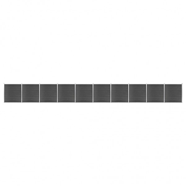 Juego de paneles de valla WPC negro 1737x186 cm D