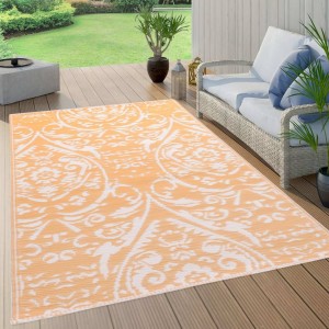 Tapete exterior PP laranja e branco 120x180 cm D