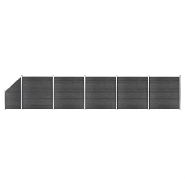 JSet de paneles de valla WPC negro 965x(105-186) cm D