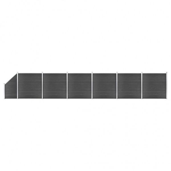 Set de paneles de valla WPC negro 1138x(105-186) cm D
