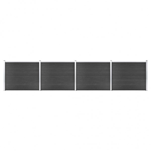 Set de panel de valla WPC gris 699x146 cm D