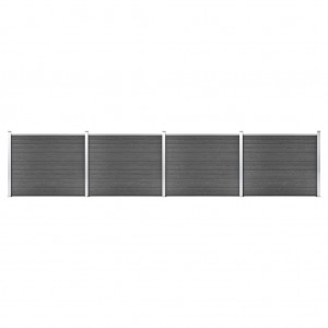 Set de paneles de valla WPC negro 699x146 cm D