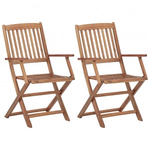 Cadeiras dobráveis de jardim 2 unidades madeira maciça de acacia D