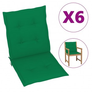 Cojín silla jardín respaldo bajo 6 uds tela Oxford verde D
