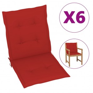 Cojín silla jardín respaldo bajo 6 uds tela Oxford rojo D