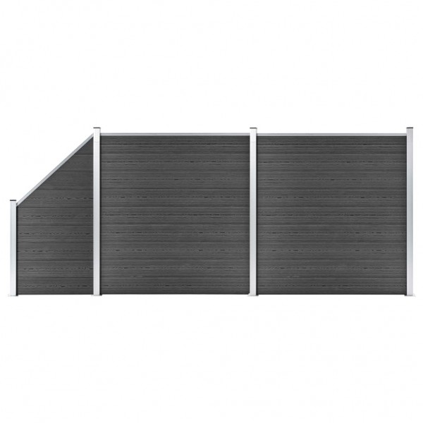 Conjunto de painéis de vedação WPC preto 446x105-186 cm D