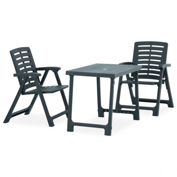 Mesa y sillas de bistró plegables 3 piezas plástico verde D