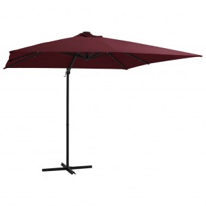 Guarda-chuva com luzes LED vermelho 250x250 cm D