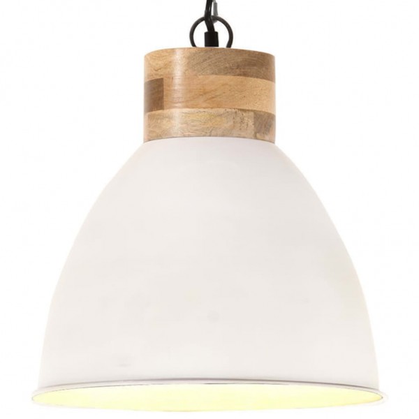 Lámpara colgante industrial hierro blanco y madera 46 cm E27 Lámpara colgante industrial hierro blanco y madera 46 cm E27 D