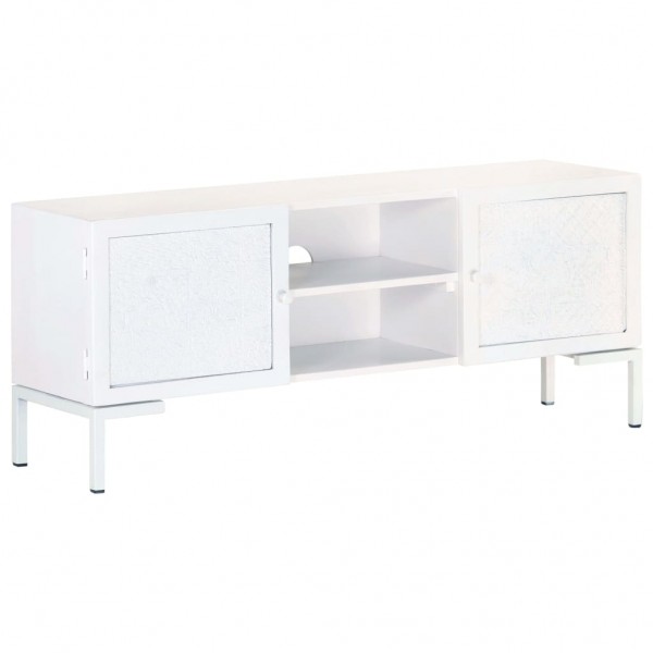 Mueble para TV de madera maciza de mango blanco 115x30x46 cm D