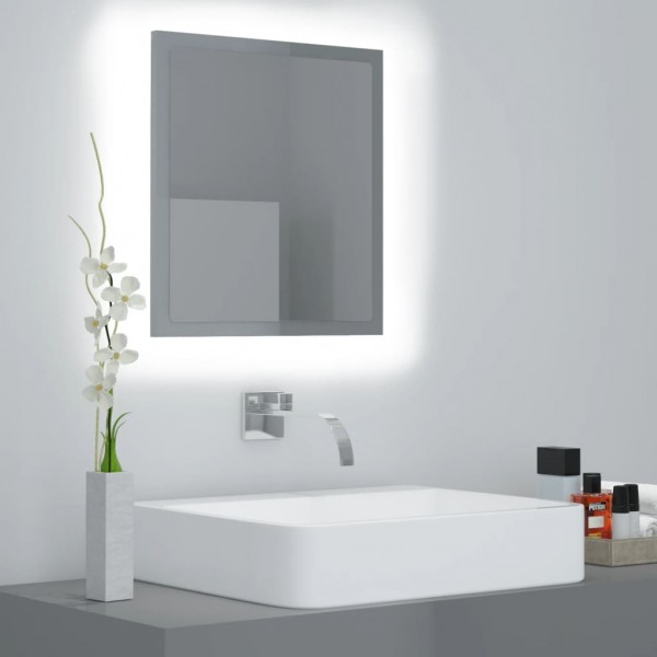 Espejo de baño madera contrachapada gris brillo 40x8.5x37 cm D