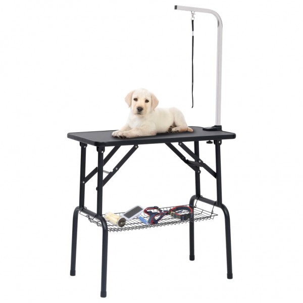 Mesa de banho ajustável para cães com 1 laço e cesto D