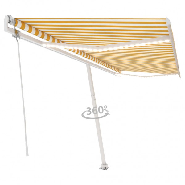 Toldo automático LED sensor de viento amarillo blanco 500x350cm D