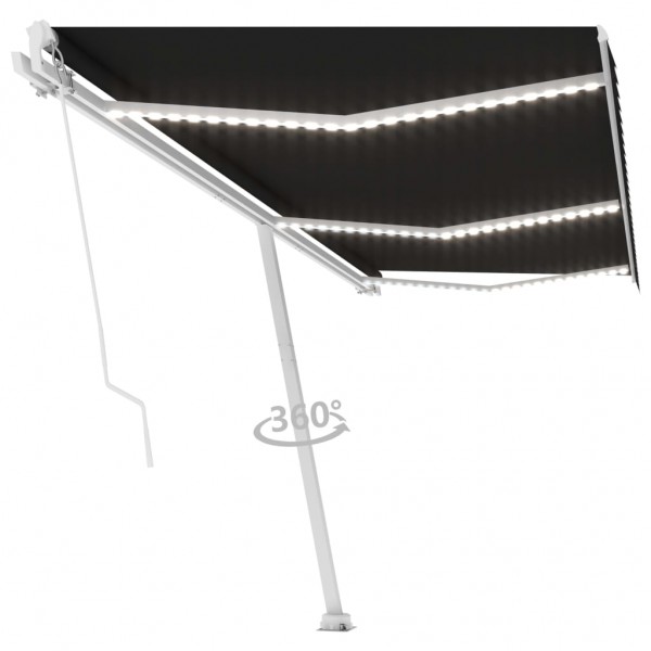 Toldo retrátil manual com LED cinza antracite 600x350 cm D