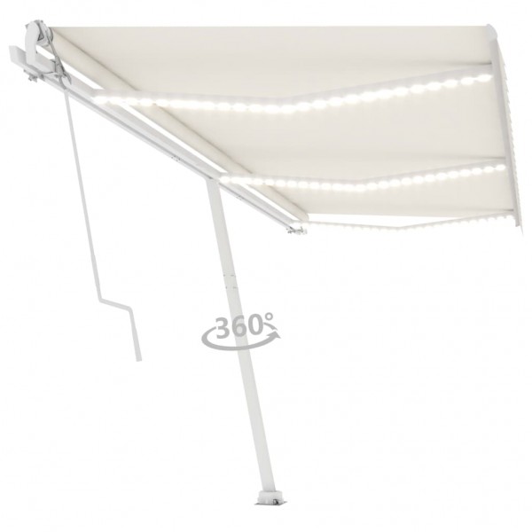 Toldo automático con LED sensor de viento crema 600x350 cm D