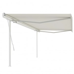 Toldo manual retráctil con postes color crema 5x3 m D