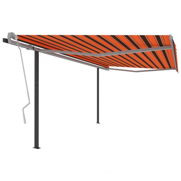 Toldo manual retrátil com postes laranja e marrom 4x3 m D