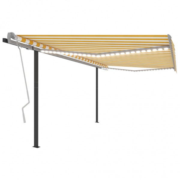 Toldo automático LED sensor de viento amarillo y blanco 4x3 m D