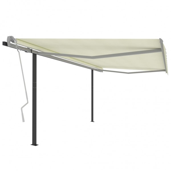 Toldo retráctil automático con postes color crema 4.5x3 m D