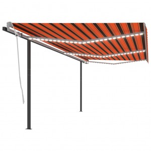 Toldo automático LED sensor de viento naranja y marrón 6x3 m D