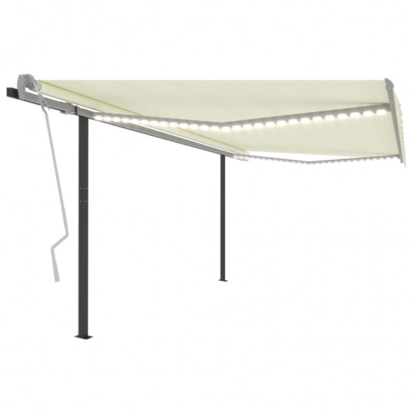 Toldo manual retráctil con LED crema 4x3.5 m D