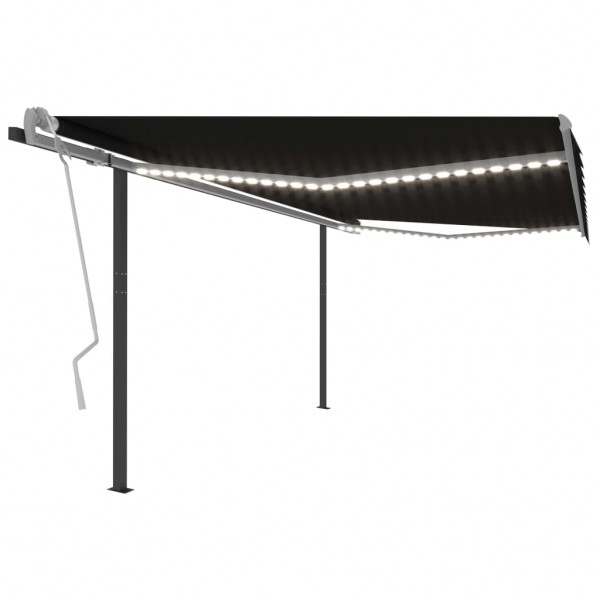 Toldo manual retrátil com LED cinza-antracita 4x3,5 m D