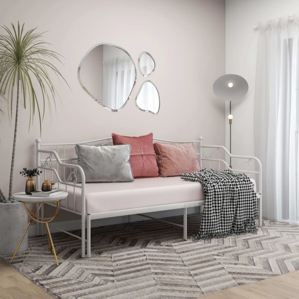 Estrutura de sofá cama removível de metal branco 90x200 cm D