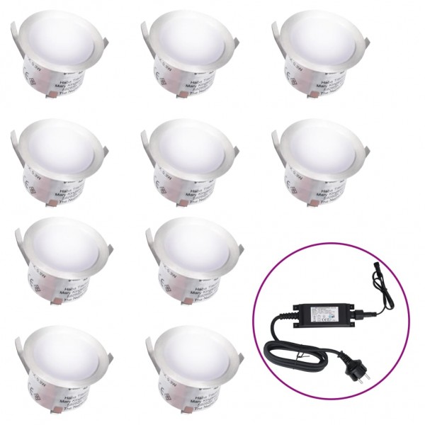 Lámparas LED de suelo 10 unidades blanco frio D