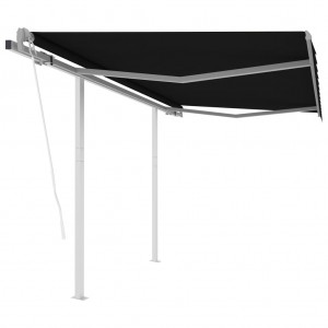 Toldo retráctil automático con postes gris antracita 3.5x2.5 m D