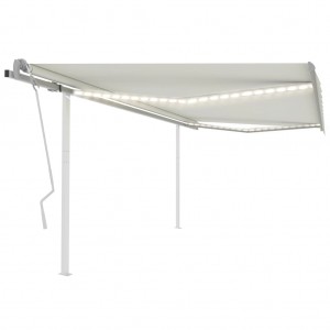 Toldo manual retráctil con LED crema 4x3.5 m D