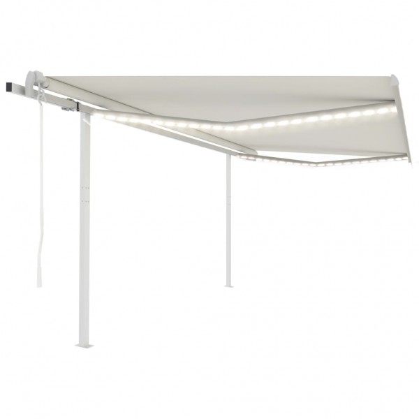 Toldo automático con LED y sensor de viento crema 4.5x3.5 m D