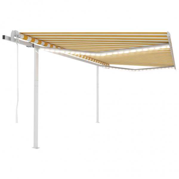 Toldo automático LED sensor de viento amarillo blanco 4.5x3.5 m D